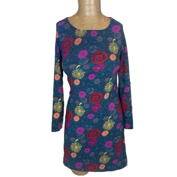 American Apparel USA Gia Mini Dress Knit Floral Roses Sz XS Long Sleeve #256C - Picture 1 of 7